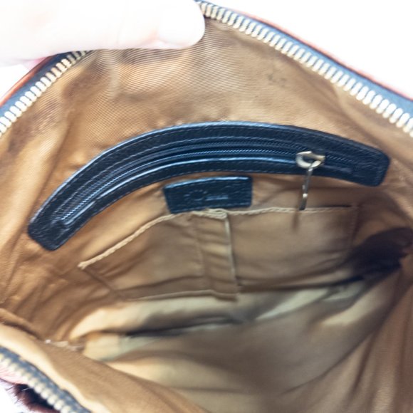 Allo Crossbody Bag Genuine Leather Three Tone Brown Black Medium Boho Purse - Picture 6 of 10